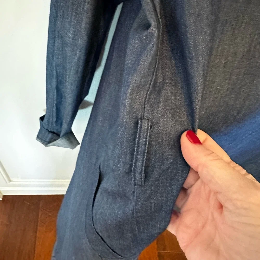 Do‎ + Be Women’s Dark Blue Chambray Tencel Duster Long Line Coat